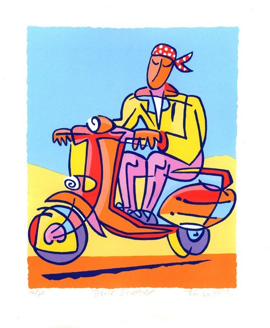Blue Scooter Print